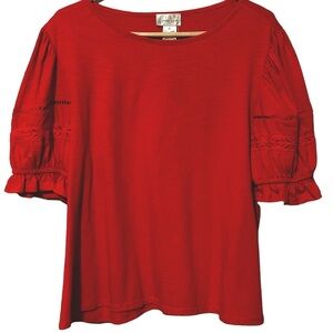 Linda Leal coral‎ peasant top size 2X NWT #LLSK5428W